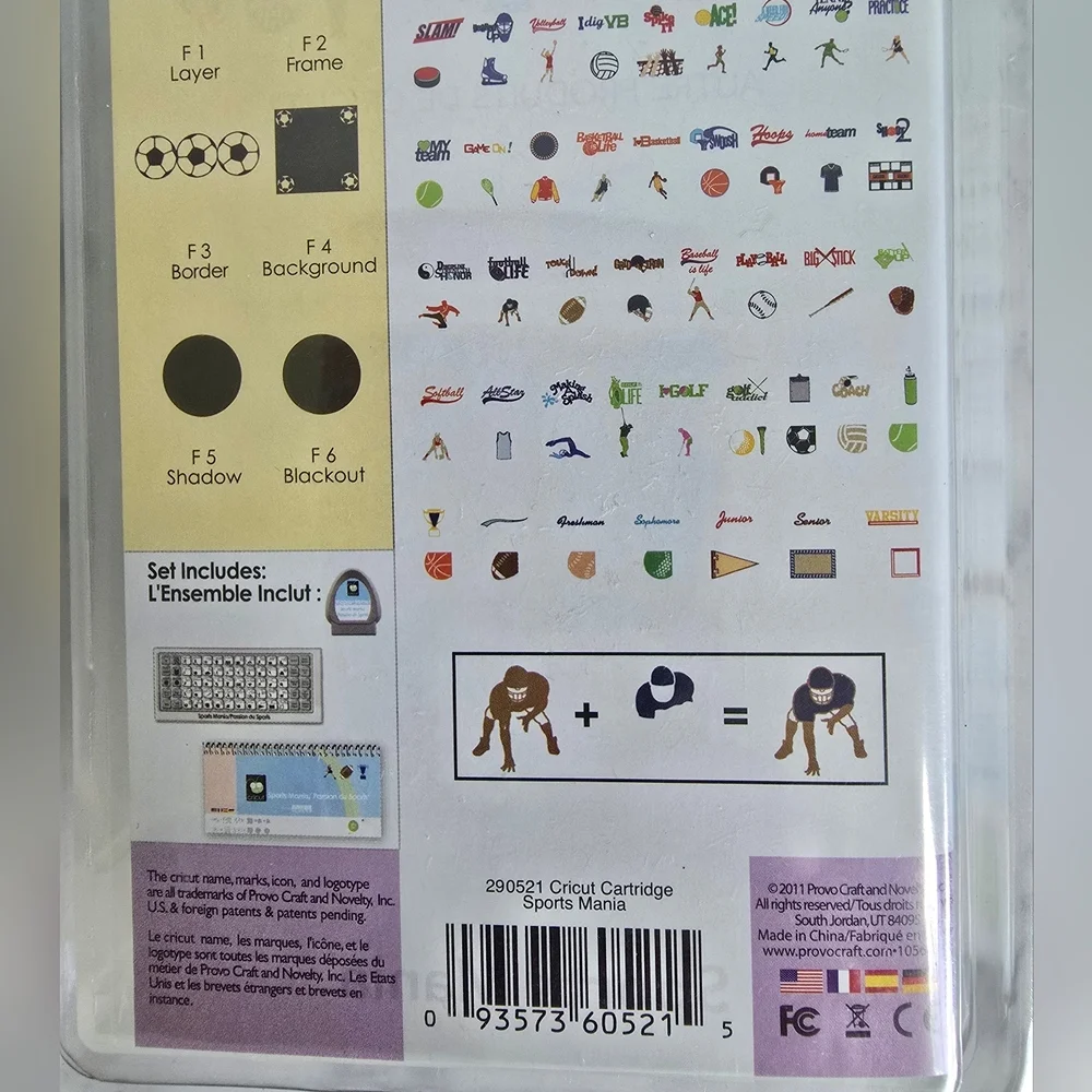 CRICUT‎ Provo Craft SPORTS MANIA Shapes Cartridge New in Sealed Package
